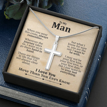 To My Man Always Remember Normal Cross Necklace - Love You This Much